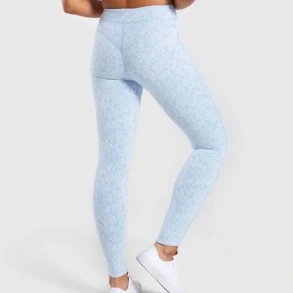 Gymshark Women's Fleur Blue Texture Knit Leggings Size M - Picture 2 of 8